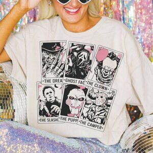 Pink Fright Night Tarot Cards Sand T Shirt